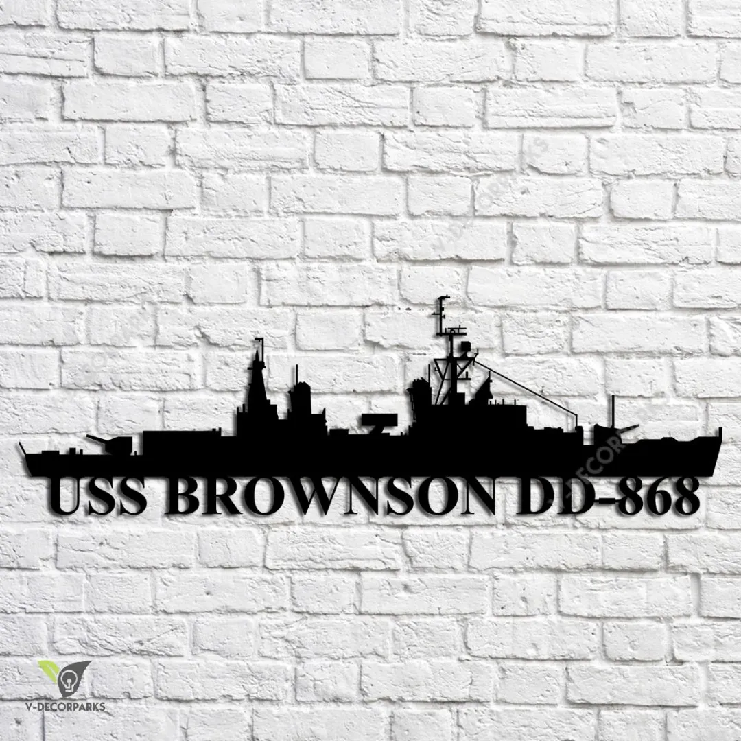 USS-Brownson-DD-868_metallmu.webp Uss Brownson Dd-868 Navy Ship Metal Art, Navy Ships Silhouette Metal Gift For Navy Veteran, Custom Us Navy Ship Metal Sign