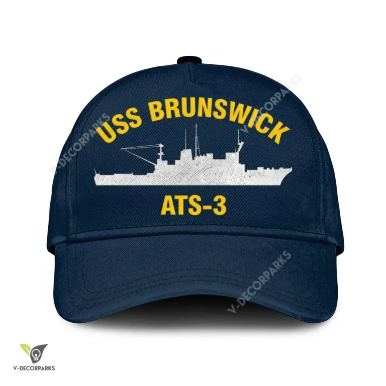 Uss Brunswick Ats 3 Classic Baseball Cap Gift For Navy Veteran, Custom Print/embroidered Us Navy Ships Classic Cap