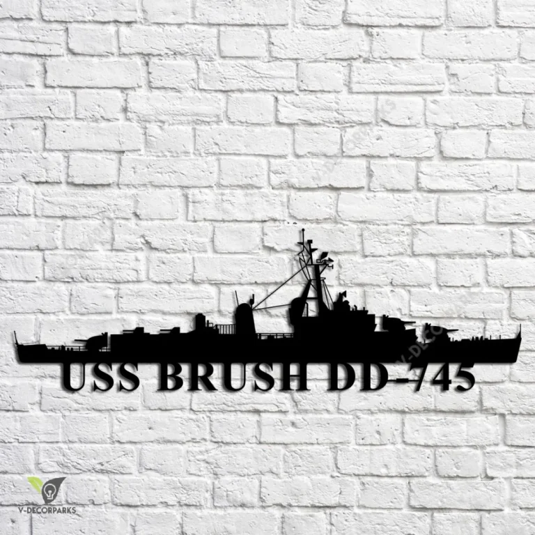 Uss Brush Dd-745 Navy Ship Metal Art, Navy Ships Silhouette Metal Gift For Navy Veteran, Custom Us Navy Ship Metal Sign