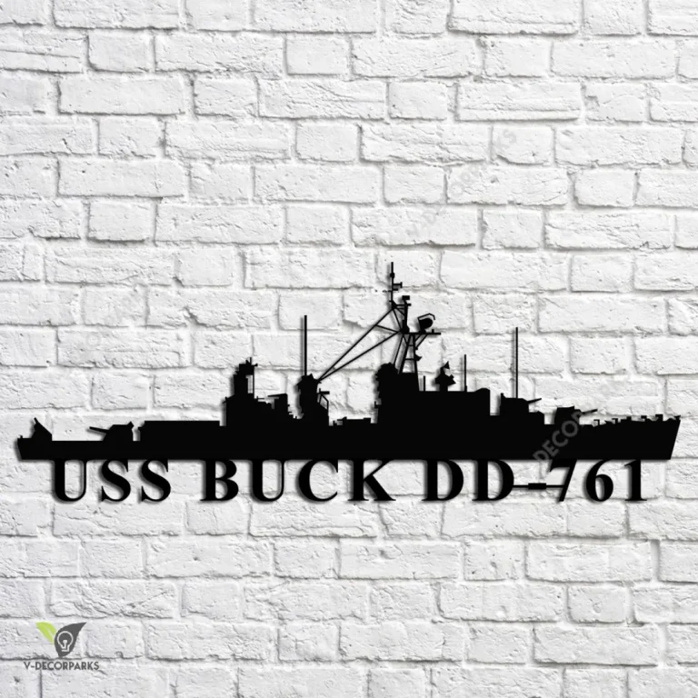 Uss Buck Dd-761 Navy Ship Metal Art, Navy Ships Silhouette Metal Gift For Navy Veteran, Custom Us Navy Ship Metal Sign