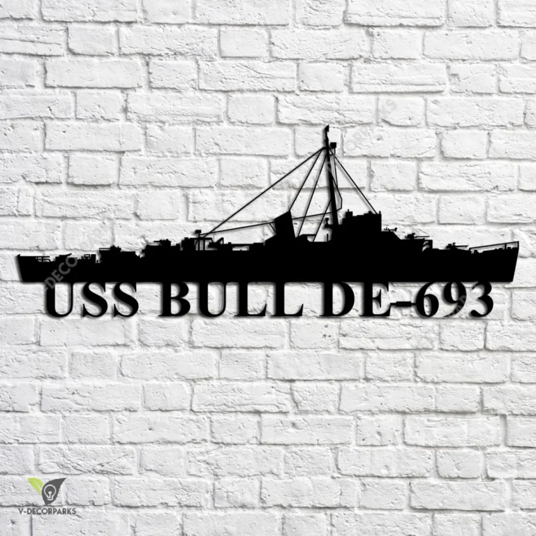 Uss Bull De-693 Navy Ship Metal Art, Navy Ships Silhouette Metal Gift For Navy Veteran, Custom Us Navy Ship Metal Sign