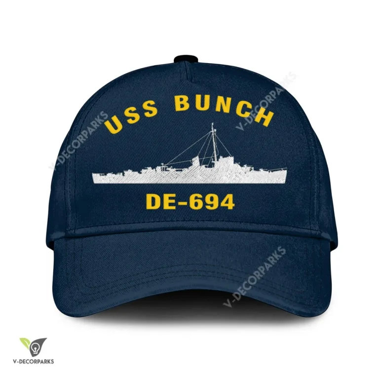 Uss Bunch De-694 Classic Baseball Cap Gift For Navy Veteran, Custom Print/embroidered Us Navy Ships Classic Cap