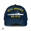 Uss Burke De-215 Classic Baseball Cap Gift For Navy Veteran, Custom Print/embroidered Us Navy Ships Classic Cap