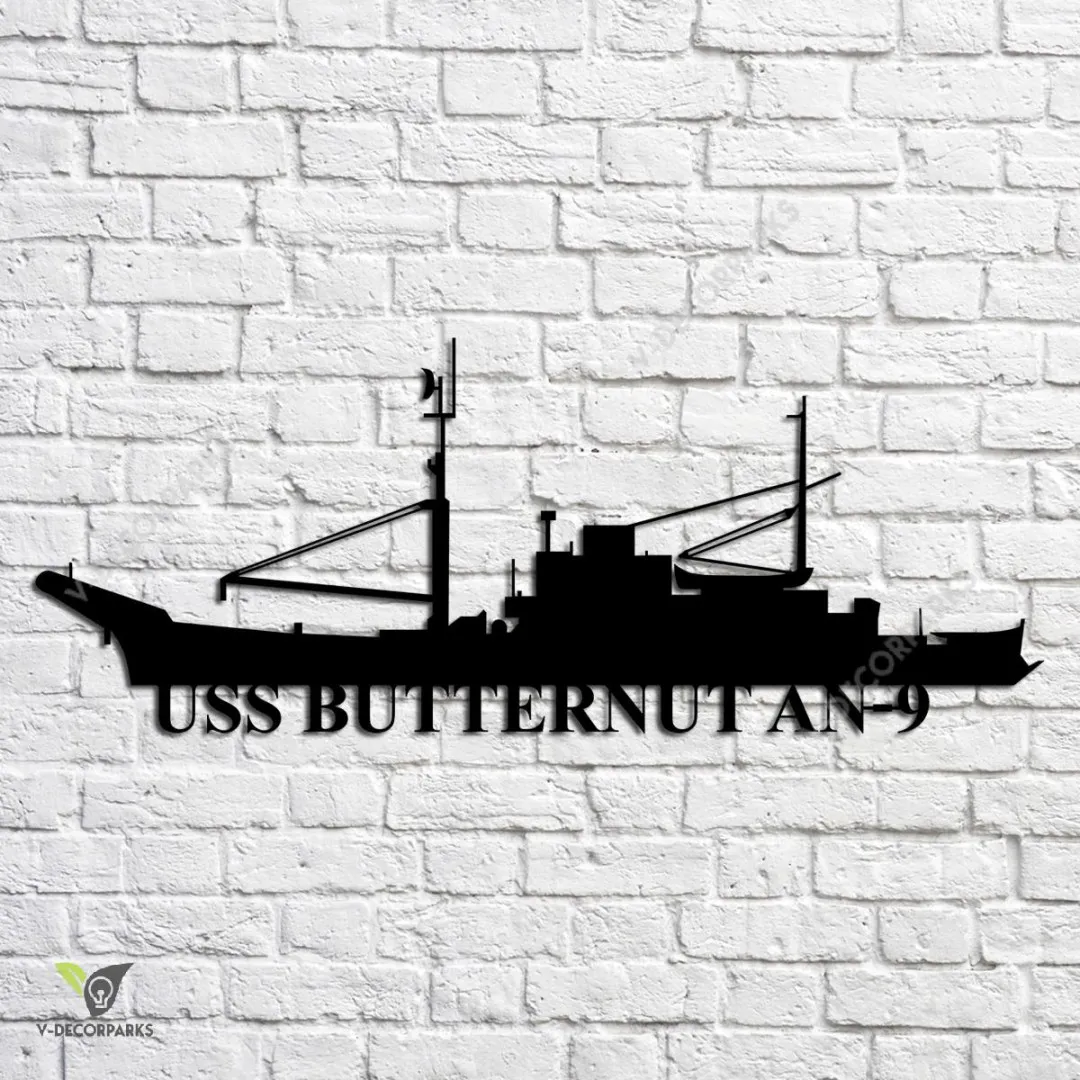 USS-Butternut-AN-9mu.webp Uss Butternut An-9 Navy Ship Metal Art, Navy Ships Silhouette Metal Gift For Navy Veteran, Custom Us Navy Ship Metal Sign