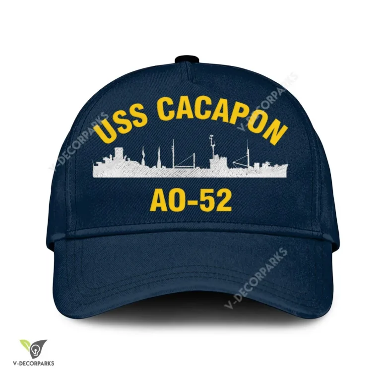 Uss Cacapon Ao-52 Classic Baseball Cap Gift For Navy Veteran, Custom Print/embroidered Us Navy Ships Classic Cap