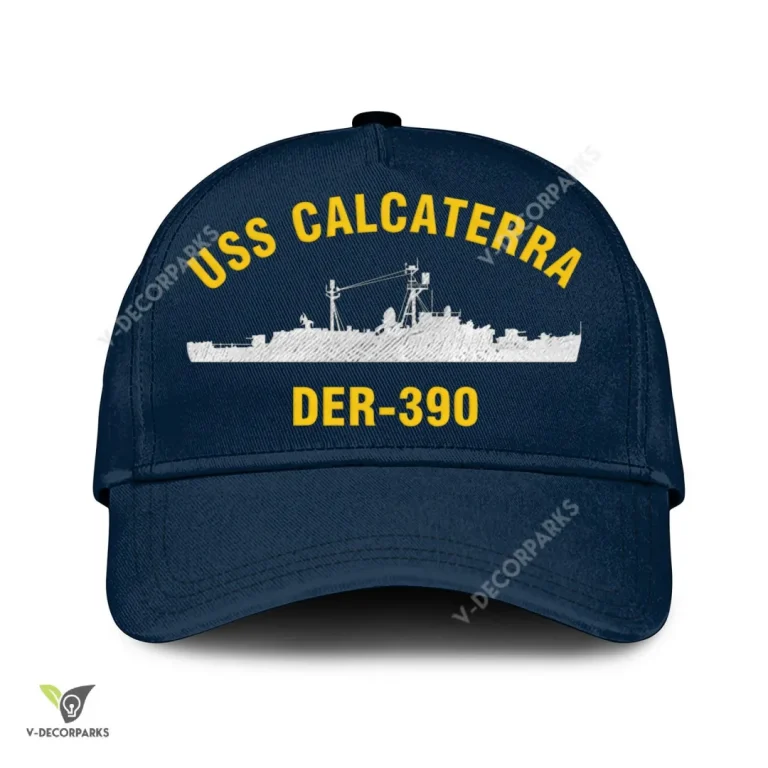 Uss Calcaterra Der-390 Classic Baseball Cap Gift For Navy Veteran, Custom Print/embroidered Us Navy Ships Classic Cap