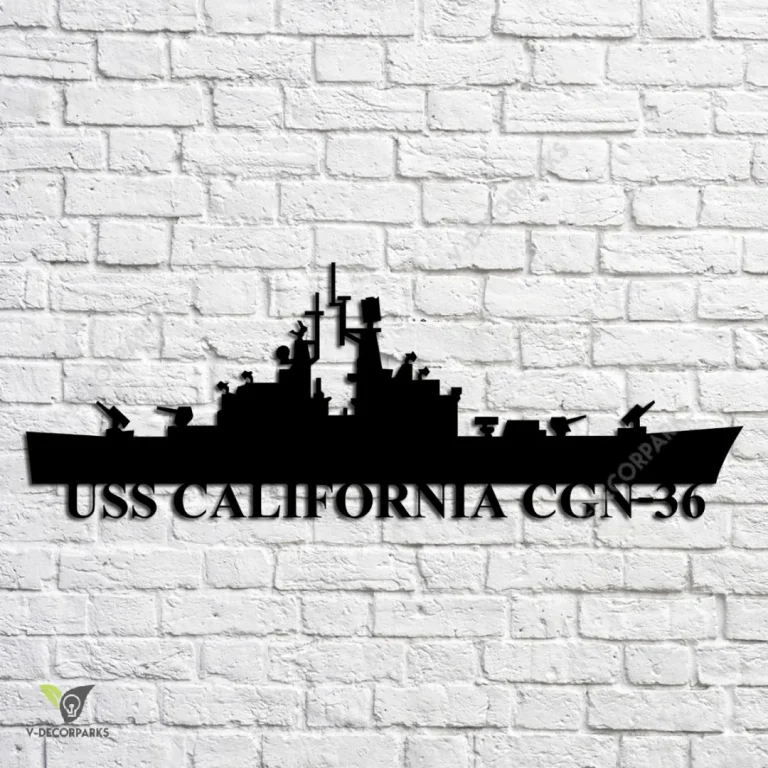 Uss California Cgn-36 Navy Ship Metal Art, Navy Ships Silhouette Metal Gift For Navy Veteran, Custom Us Navy Ship Metal Sign