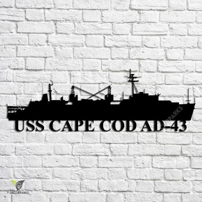 Uss Cape Cod Ad-43 Navy Ship Metal Art, Navy Ships Silhouette Metal Gift For Navy Veteran, Custom Us Navy Ship Metal Sign