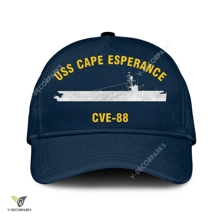 Uss Cape Esperance Cve-88 Classic Baseball Cap Gift For Navy Veteran, Custom Print/embroidered Us Navy Ships Classic Cap