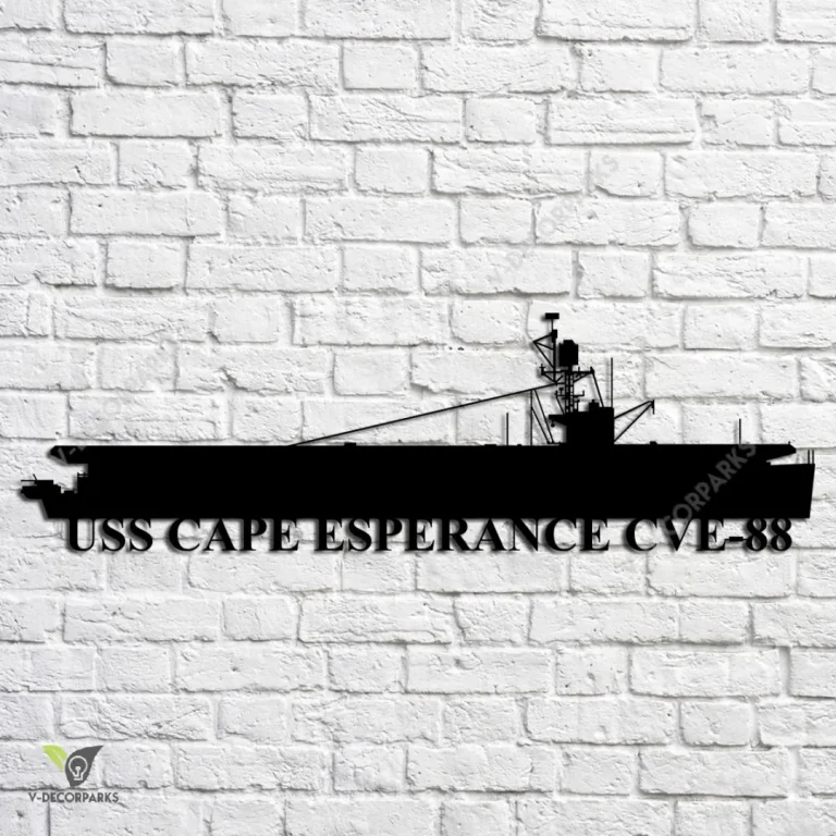 Uss Cape Esperance Cve-88 Navy Ship Metal Art, Navy Ships Silhouette Metal Gift For Navy Veteran, Custom Us Navy Ship Metal Sign