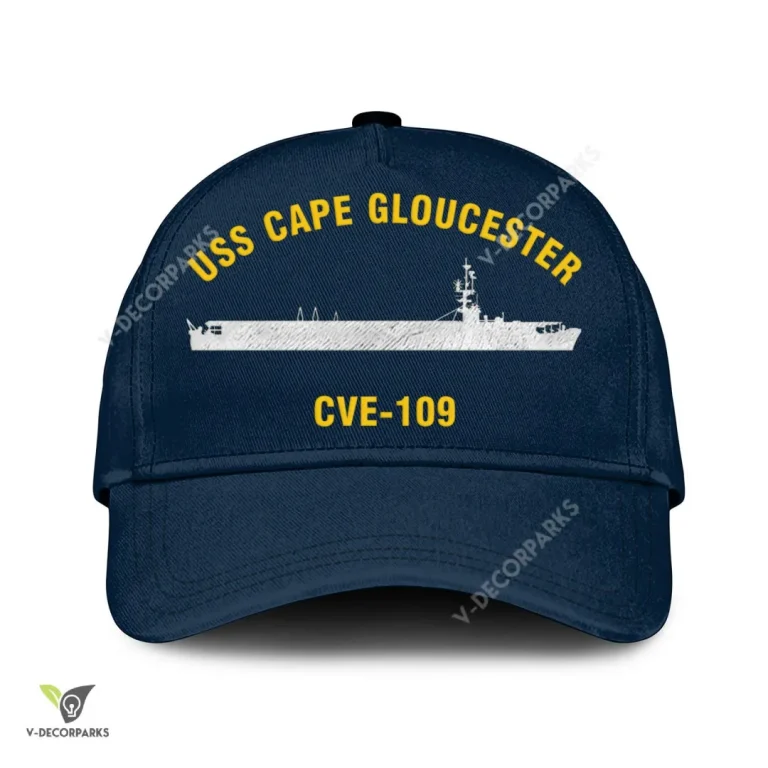 Uss Cape Gloucester Cve-109 Classic Baseball Cap Gift For Navy Veteran, Custom Print/embroidered Us Navy Ships Classic Cap