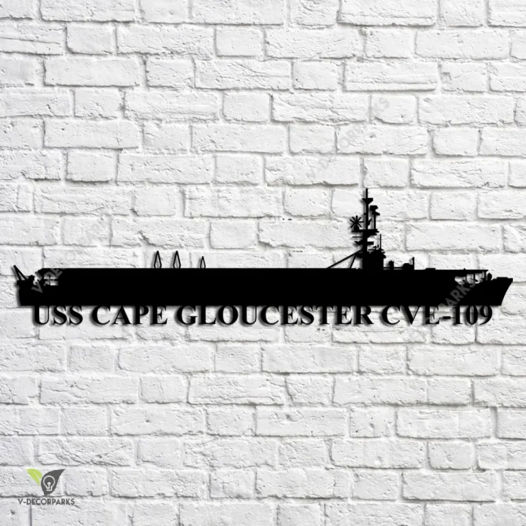 Uss Cape Gloucester Cve-109 Navy Ship Metal Art, Navy Ships Silhouette Metal Gift For Navy Veteran, Custom Us Navy Ship Metal Sign