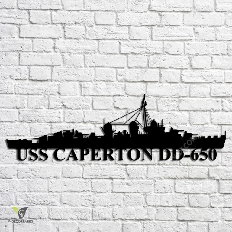 Uss Caperton Dd-650 Navy Ship Metal Art, Navy Ships Silhouette Metal Gift For Navy Veteran, Custom Us Navy Ship Metal Sign