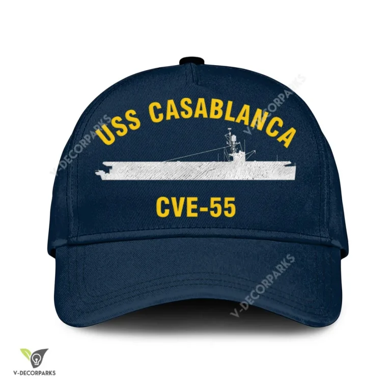 Uss Casablanca Cve-55 Classic Baseball Cap Gift For Navy Veteran, Custom Print/embroidered Us Navy Ships Classic Cap