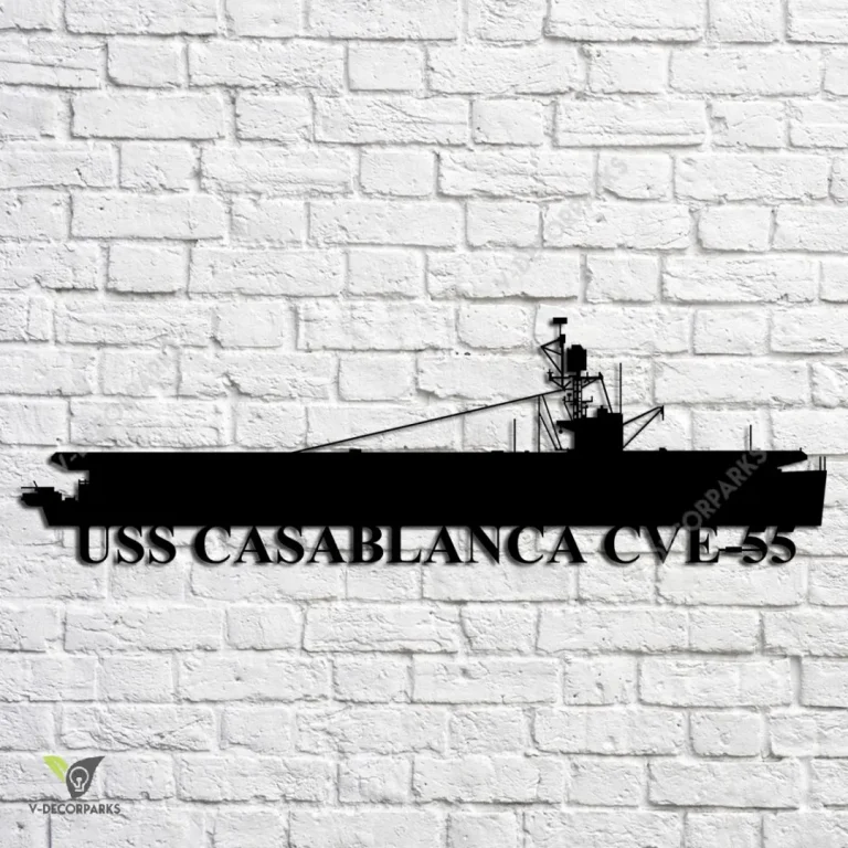 Uss Casablanca Cve-55 Navy Ship Metal Art, Navy Ships Silhouette Metal Gift For Navy Veteran, Custom Us Navy Ship Metal Sign