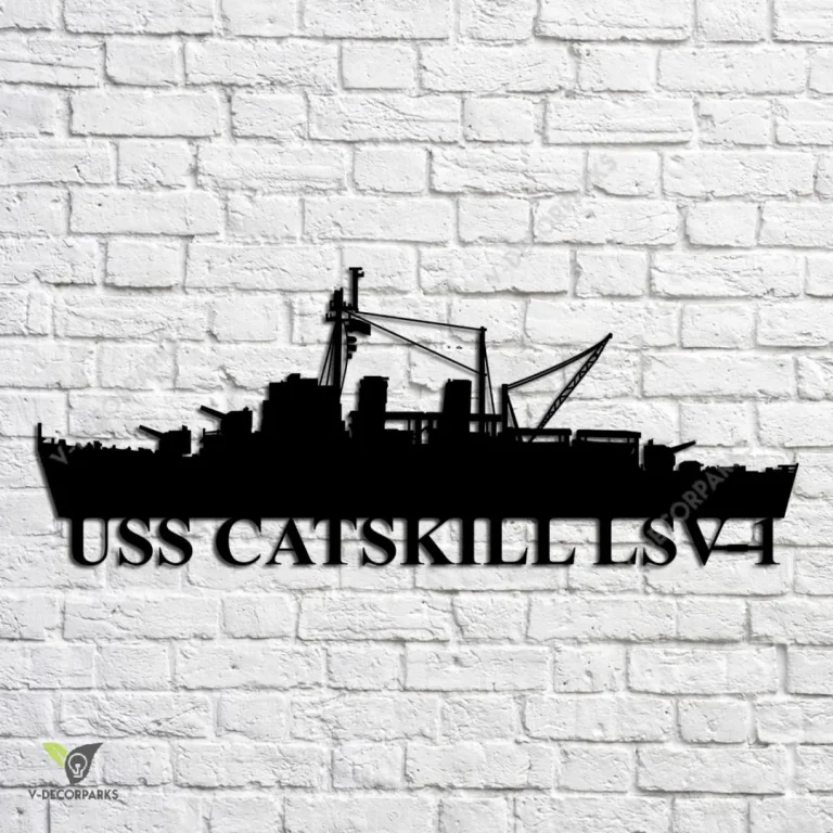 Uss Catskill Lsv-1 Navy Ship Metal Art, Navy Ships Silhouette Metal Gift For Navy Veteran, Custom Us Navy Ship Metal Sign