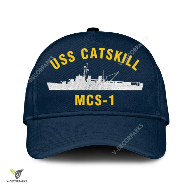 Uss Catskill Mcs-1 Classic Baseball Cap Gift For Navy Veteran, Custom Print/embroidered Us Navy Ships Classic Cap