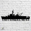 Uss Catskill Mcs-1 Navy Ship Metal Art, Navy Ships Silhouette Metal Gift For Navy Veteran, Custom Us Navy Ship Metal Sign