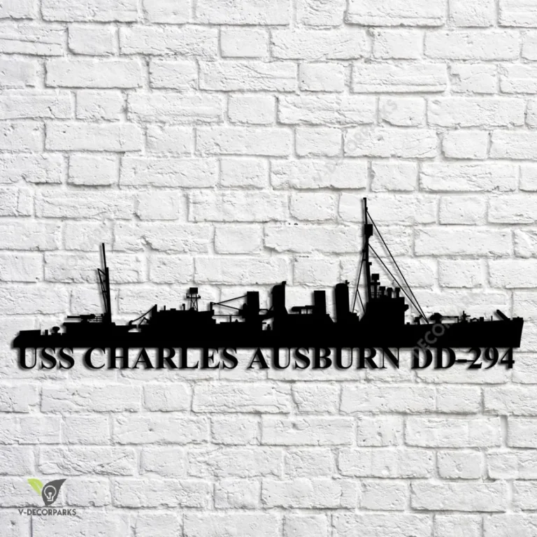 Uss Charles Ausburn Dd-294 Navy Ship Metal Art, Navy Ships Silhouette Metal Gift For Navy Veteran, Custom Us Navy Ship Metal Sign