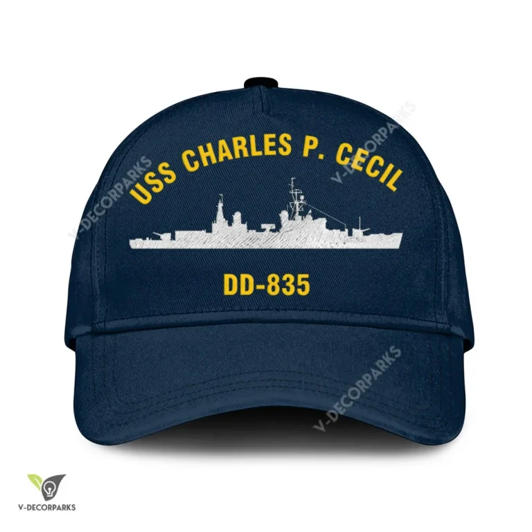Uss Charles P. Cecil Dd-835 Classic Baseball Cap Gift For Navy Veteran, Custom Print/embroidered Us Navy Ships Classic Cap