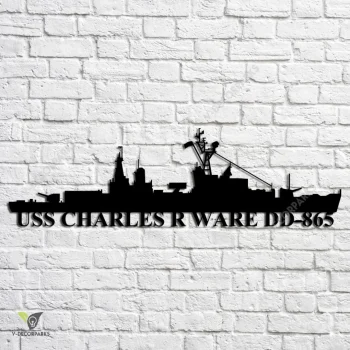 Uss Charles R Ware Dd-865 Navy Ship Metal Art, Navy Ships Silhouette Metal Gift For Navy Veteran, Custom Us Navy Ship Metal Sign