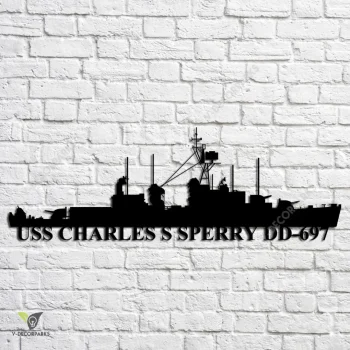 Uss Charles S Sperry Dd-697 Navy Ship Metal Art, Navy Ships Silhouette Metal Gift For Navy Veteran, Custom Us Navy Ship Metal Sign