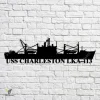 Uss Charleston Lka-113 Navy Ship Metal Art, Navy Ships Silhouette Metal Gift For Navy Veteran, Custom Us Navy Ship Metal Sign