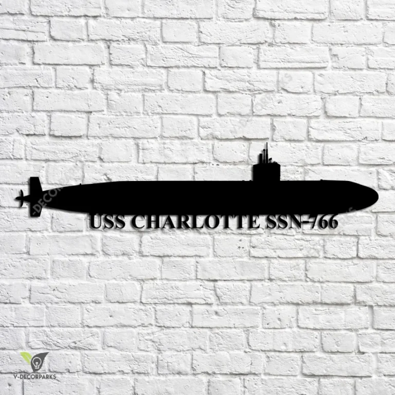 Uss Charlotte Ssn 766 Navy Ship Metal Art, Navy Ships Silhouette Metal Gift For Navy Veteran, Custom Us Navy Ship Metal Sign