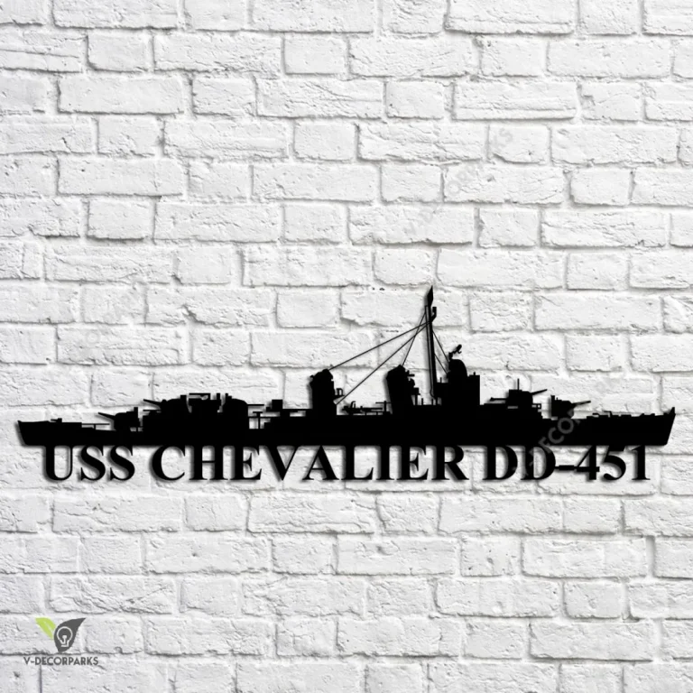 Uss Chevalier Dd-451 Navy Ship Metal Art, Navy Ships Silhouette Metal Gift For Navy Veteran, Custom Us Navy Ship Metal Sign