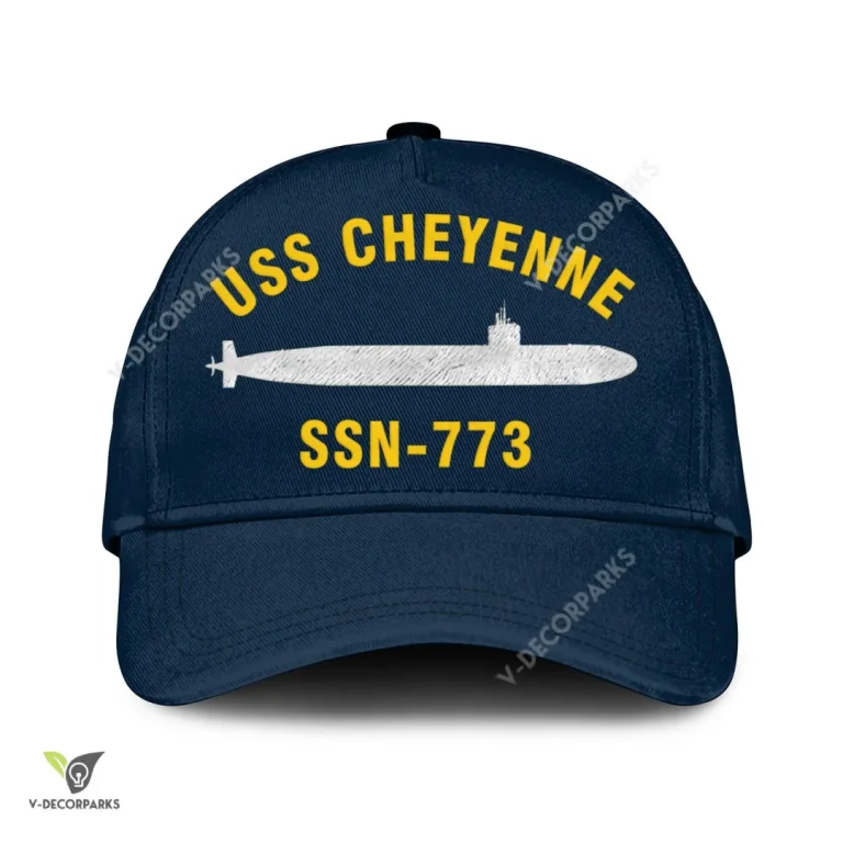 Uss Cheyenne Ssn-773 Classic Baseball Cap Gift For Navy Veteran, Custom Print/embroidered Us Navy Ships Classic Cap