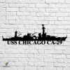 Uss Chicago Ca 29 Navy Ship Metal Art, Navy Ships Silhouette Metal Gift For Navy Veteran, Custom Us Navy Ship Metal Sign