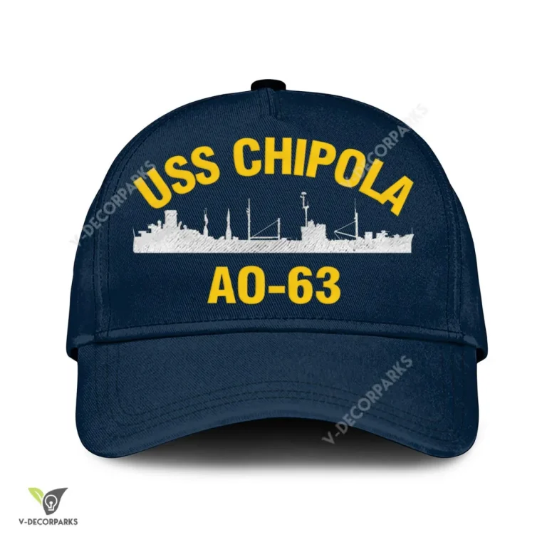 Uss Chipola Ao-63 Classic Baseball Cap Gift For Navy Veteran, Custom Print/embroidered Us Navy Ships Classic Cap