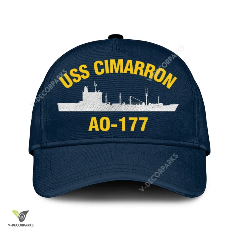 Uss Cimarron Ao-177 Classic Baseball Cap Gift For Navy Veteran, Custom Print/embroidered Us Navy Ships Classic Cap