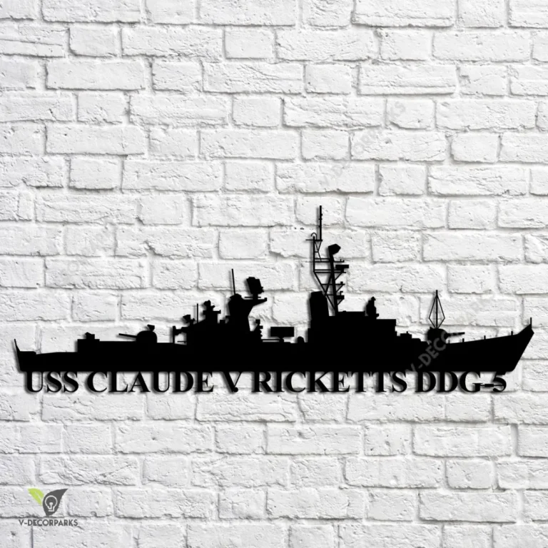 Uss Claude V. Ricketts Ddg-5 Navy Ship Metal Art, Navy Ships Silhouette Metal Gift For Navy Veteran, Custom Us Navy Ship Metal Sign