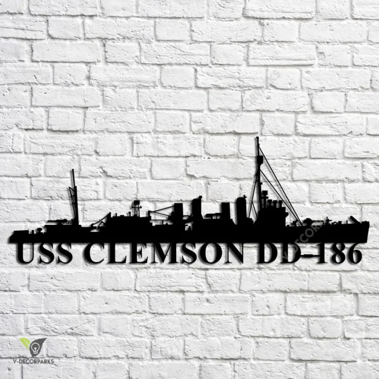 Uss Clemson Dd-186 Navy Ship Metal Art, Navy Ships Silhouette Metal Gift For Navy Veteran, Custom Us Navy Ship Metal Sign