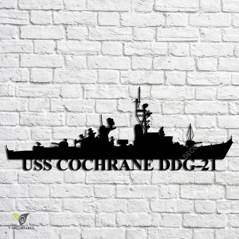 Uss Cochrane Ddg-21 Navy Ship Metal Art, Navy Ships Silhouette Metal Gift For Navy Veteran, Custom Us Navy Ship Metal Sign