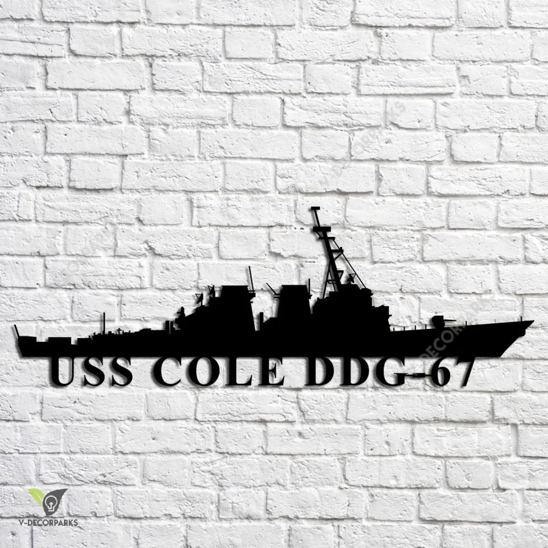 USS-Cole-DDG-67_metalmu.webp Uss Cole Ddg-67 Navy Ship Metal Art, Navy Ships Silhouette Metal Gift For Navy Veteran, Custom Us Navy Ship Metal Sign