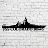 Uss Colorado Bb 45 Navy Ship Metal Art, Navy Ships Silhouette Metal Gift For Navy Veteran, Custom Us Navy Ship Metal Sign