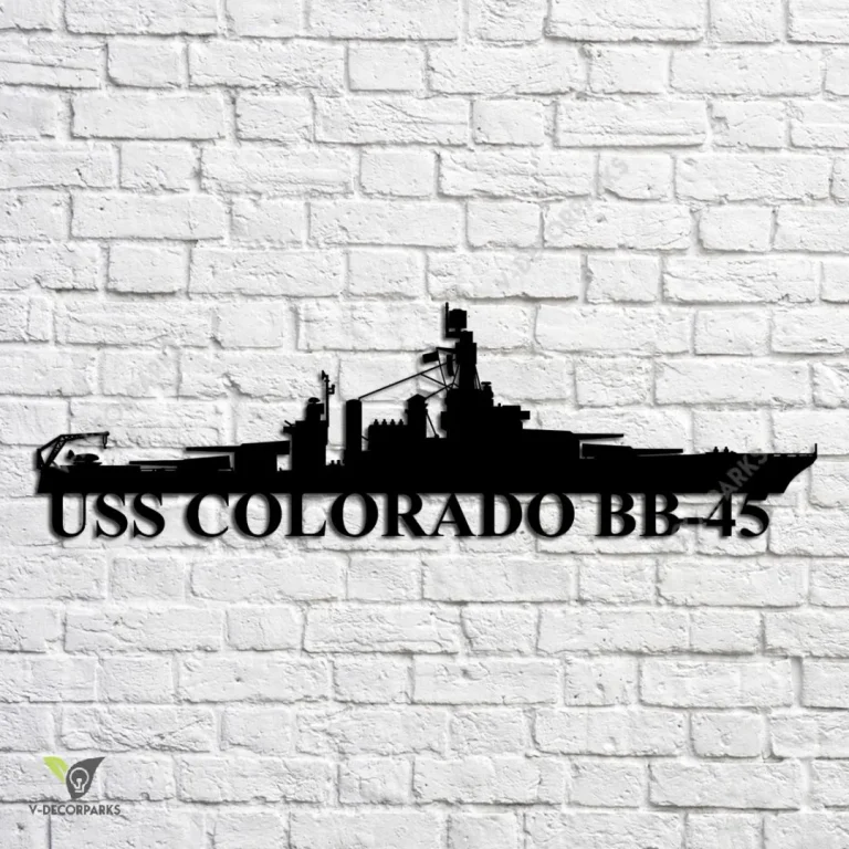 Uss Colorado Bb 45 Navy Ship Metal Art, Navy Ships Silhouette Metal Gift For Navy Veteran, Custom Us Navy Ship Metal Sign