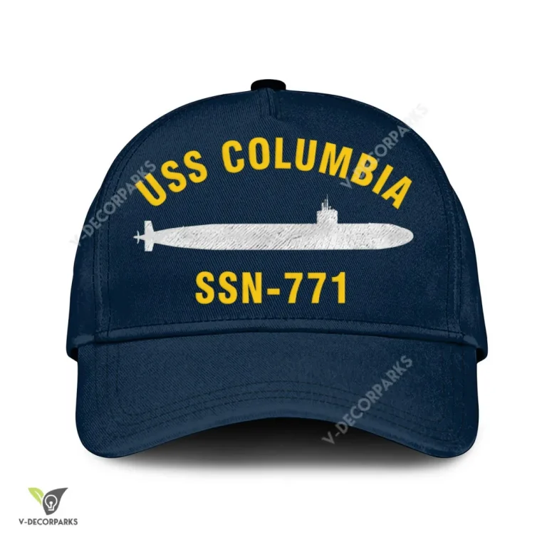 Uss Columbia Ssn-771 V2 Classic Baseball Cap Gift For Navy Veteran, Custom Print/embroidered Us Navy Ships Classic Cap