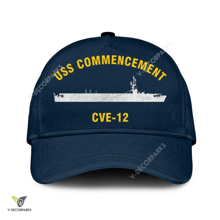 Uss Commencement Bay Cve-105 Classic Baseball Cap Gift For Navy Veteran, Custom Print/embroidered Us Navy Ships Classic Cap