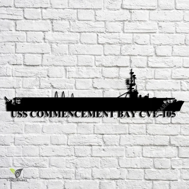 Uss Commencement Bay Cve-105 Navy Ship Metal Art, Navy Ships Silhouette Metal Gift For Navy Veteran, Custom Us Navy Ship Metal Sign