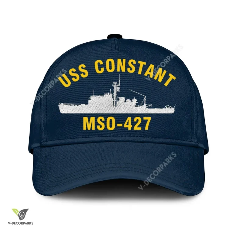 Uss Constant Mso-427 Classic Baseball Cap Gift For Navy Veteran, Custom Print/embroidered Us Navy Ships Classic Cap