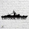 Uss Cook Ff-1083 Navy Ship Metal Art, Navy Ships Silhouette Metal Gift For Navy Veteran, Custom Us Navy Ship Metal Sign