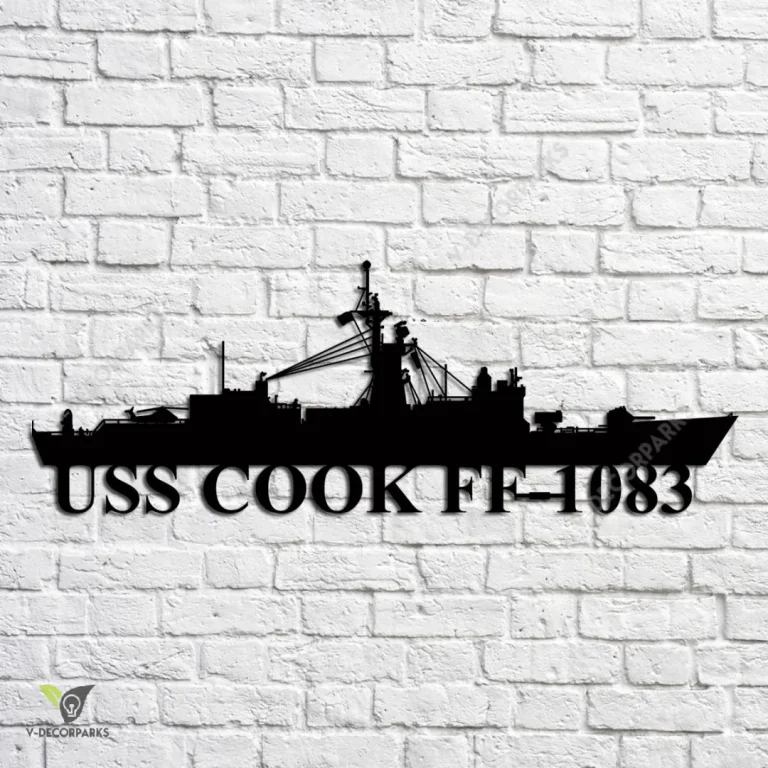 Uss Cook Ff-1083 Navy Ship Metal Art, Navy Ships Silhouette Metal Gift For Navy Veteran, Custom Us Navy Ship Metal Sign