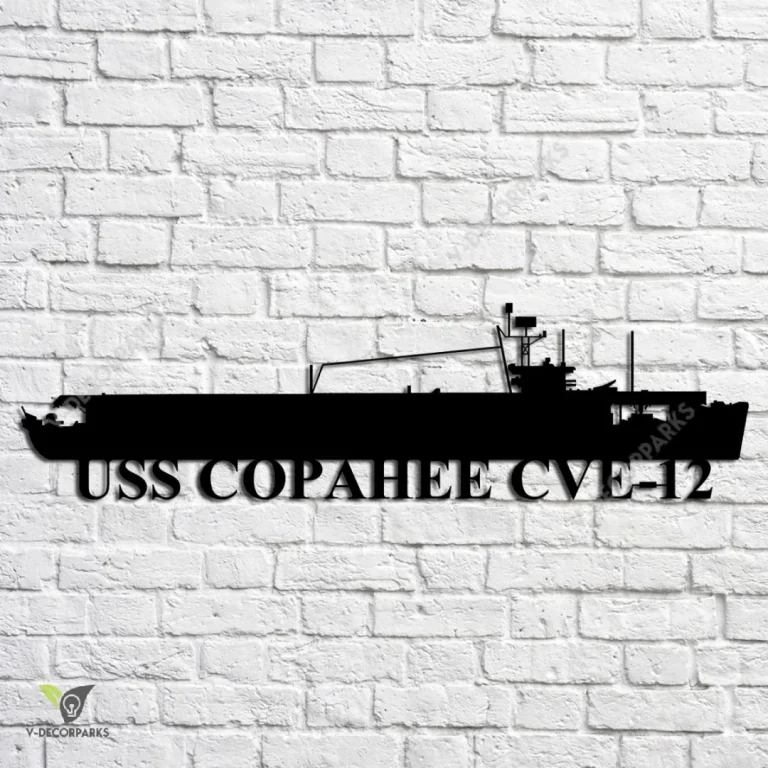 Uss Copahee Cve-12 Navy Ship Metal Art, Navy Ships Silhouette Metal Gift For Navy Veteran, Custom Us Navy Ship Metal Sign