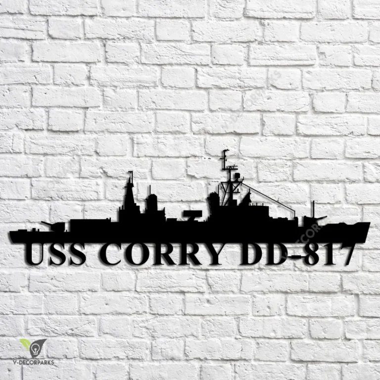 Uss Corry Dd-817 Navy Ship Metal Art, Navy Ships Silhouette Metal Gift For Navy Veteran, Custom Us Navy Ship Metal Sign