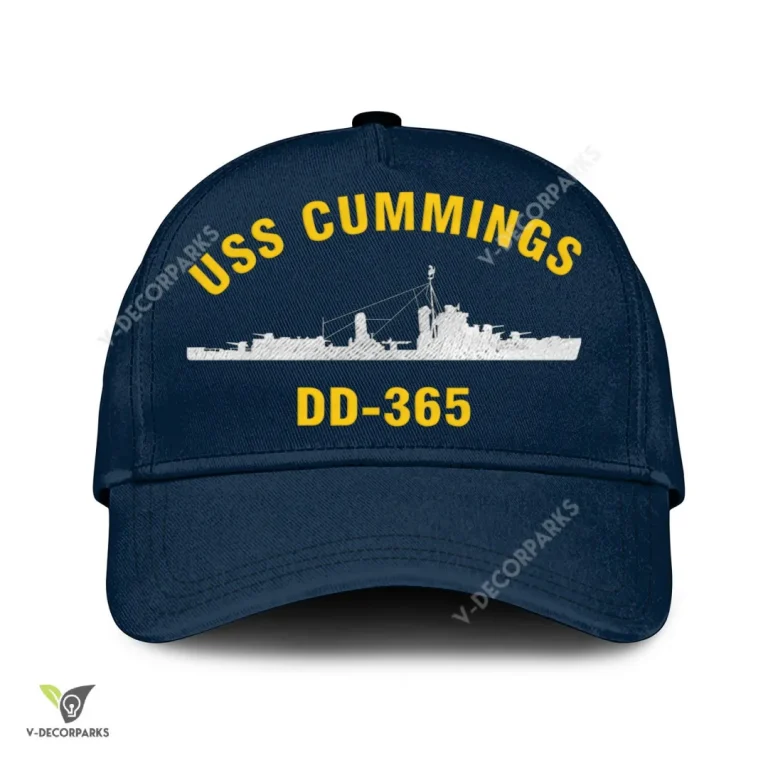 Uss Cummings Dd-365 Classic Baseball Cap Gift For Navy Veteran, Custom Print/embroidered Us Navy Ships Classic Cap