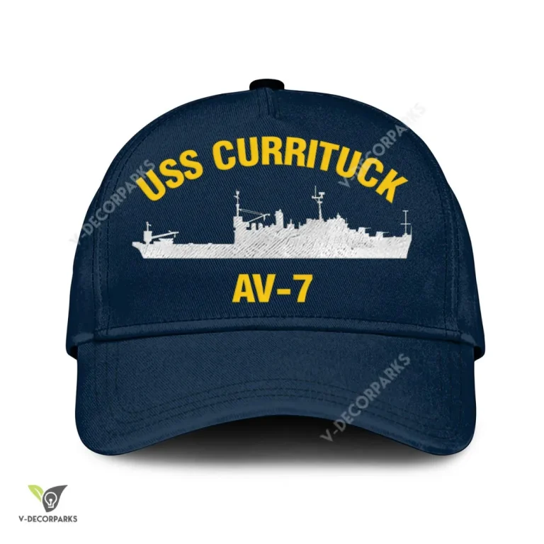 Uss Currituck Av-7 Classic Baseball Cap Gift For Navy Veteran, Custom Print/embroidered Us Navy Ships Classic Cap