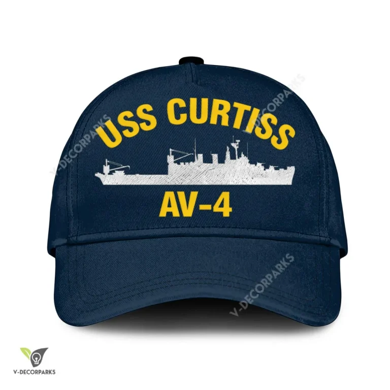 Uss Curtiss Av-4 Classic Baseball Cap Gift For Navy Veteran, Custom Print/embroidered Us Navy Ships Classic Cap
